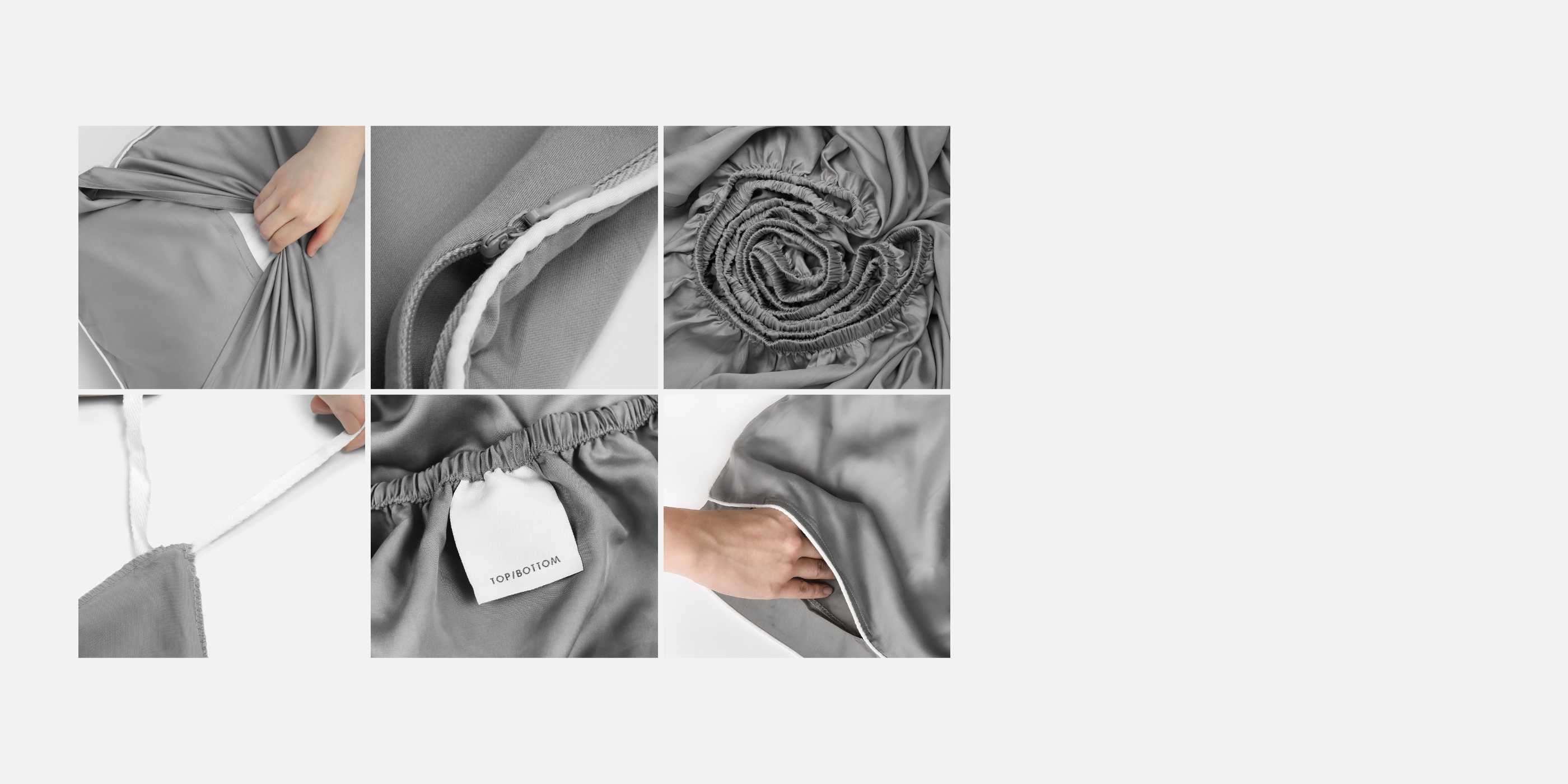 ava and ava ph bamboo bedding details and labels on pillowcases, duvet cover, fitted sheet with top/bottom label