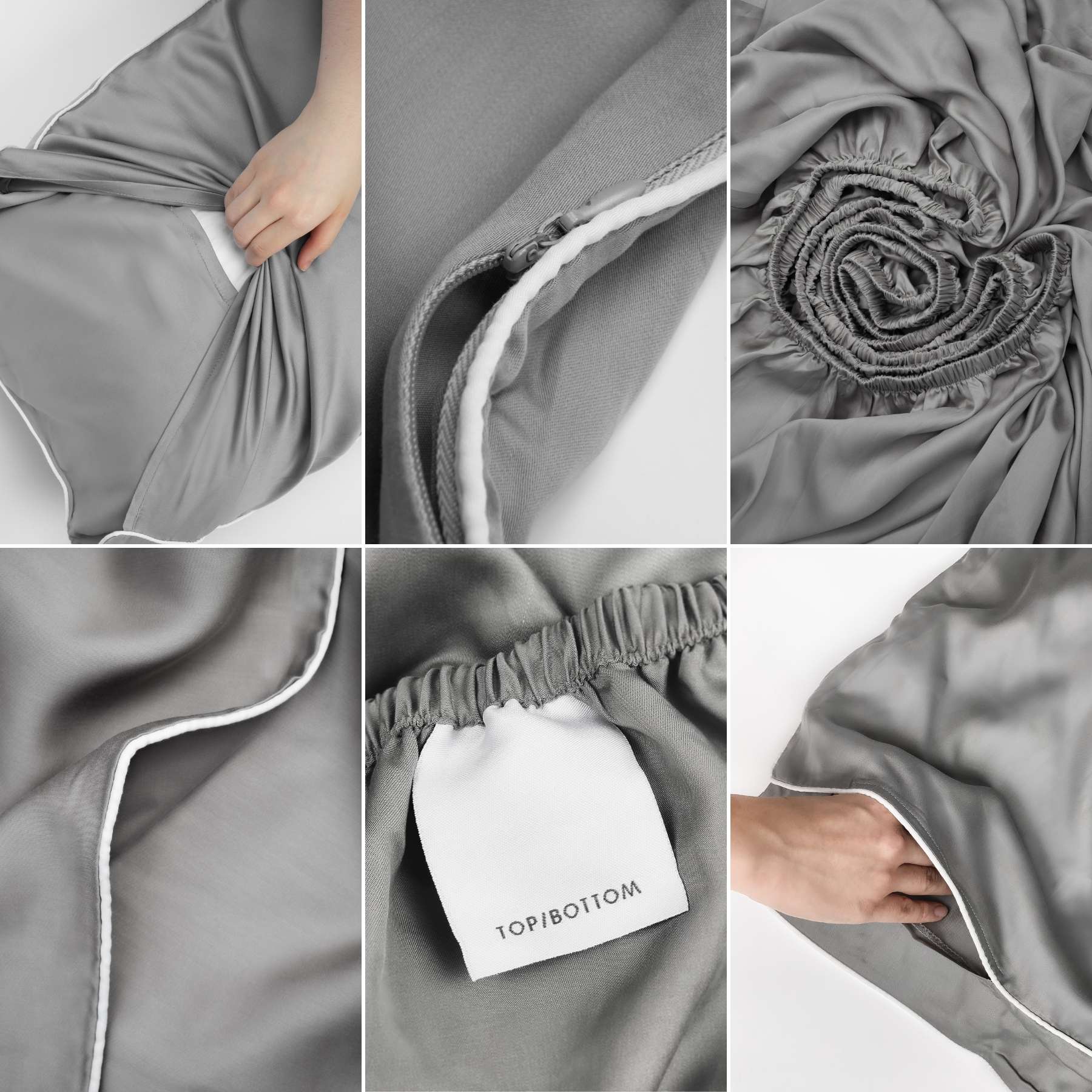 ava and ava ph bamboo bedding details and labels on pillowcases, duvet cover, fitted sheet with top/bottom label