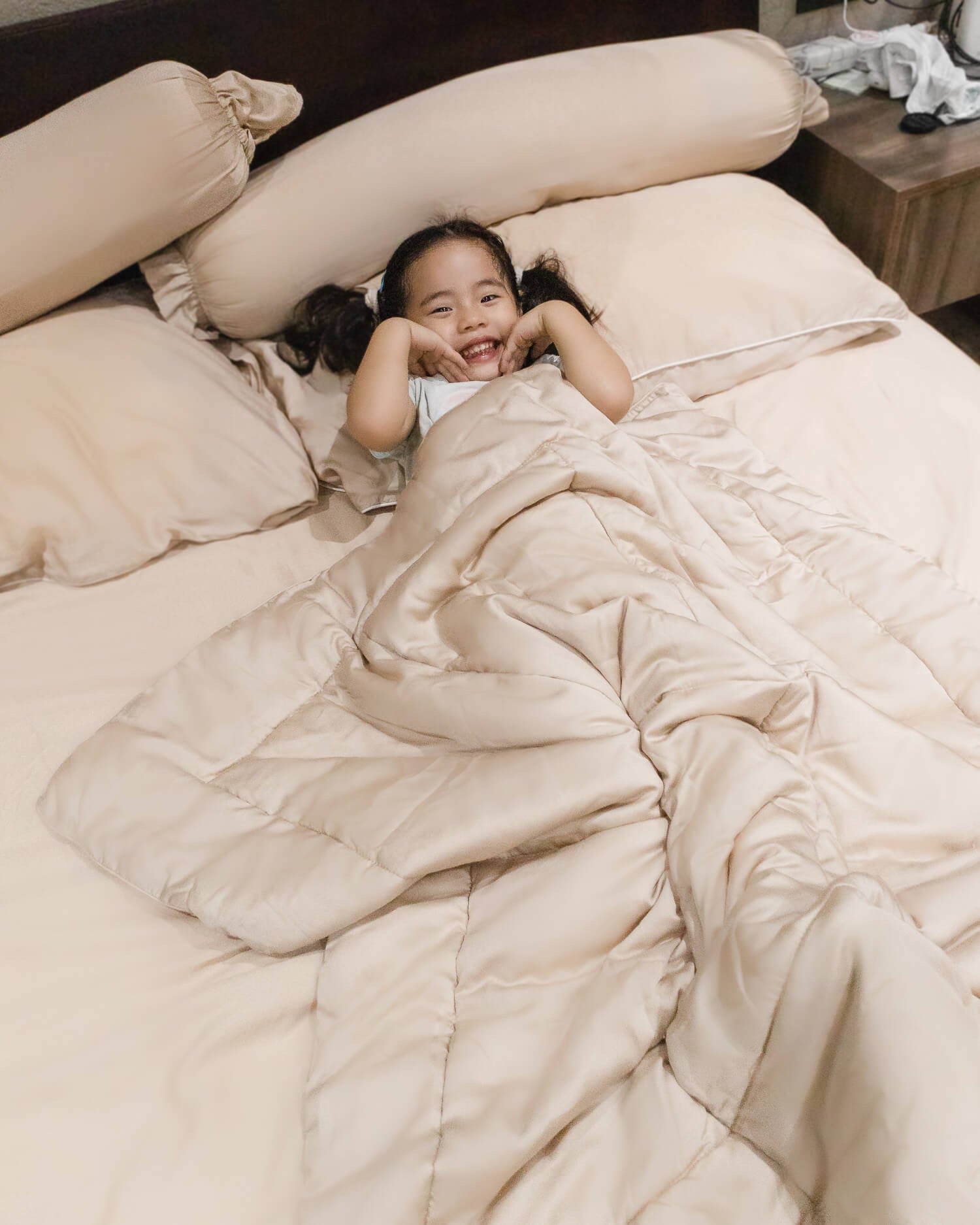 toddler sleeping with ava and ava ph organic bamboo lyocell kids blanket or comforter travel blanket throw blanket sand beige