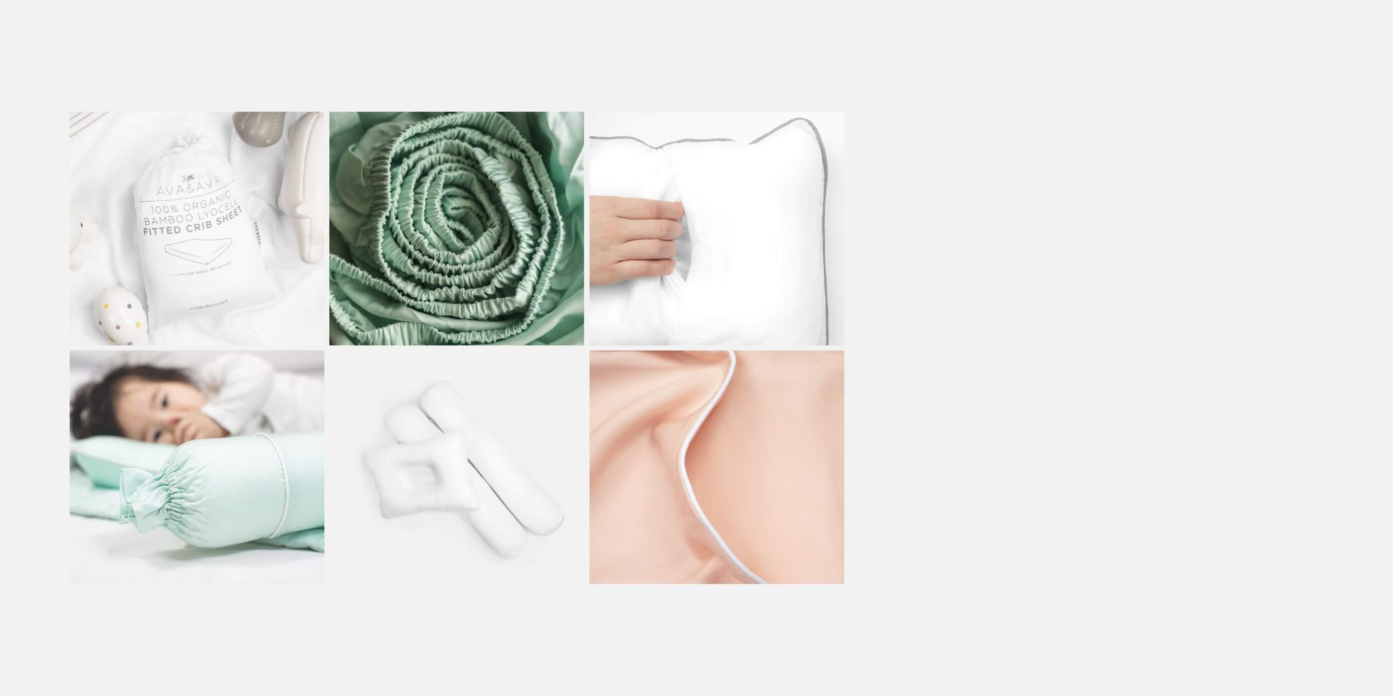 ava and ava ph bamboo lyocell baby bedding (crib sheet, pillowcases, pillows, comforter set) details