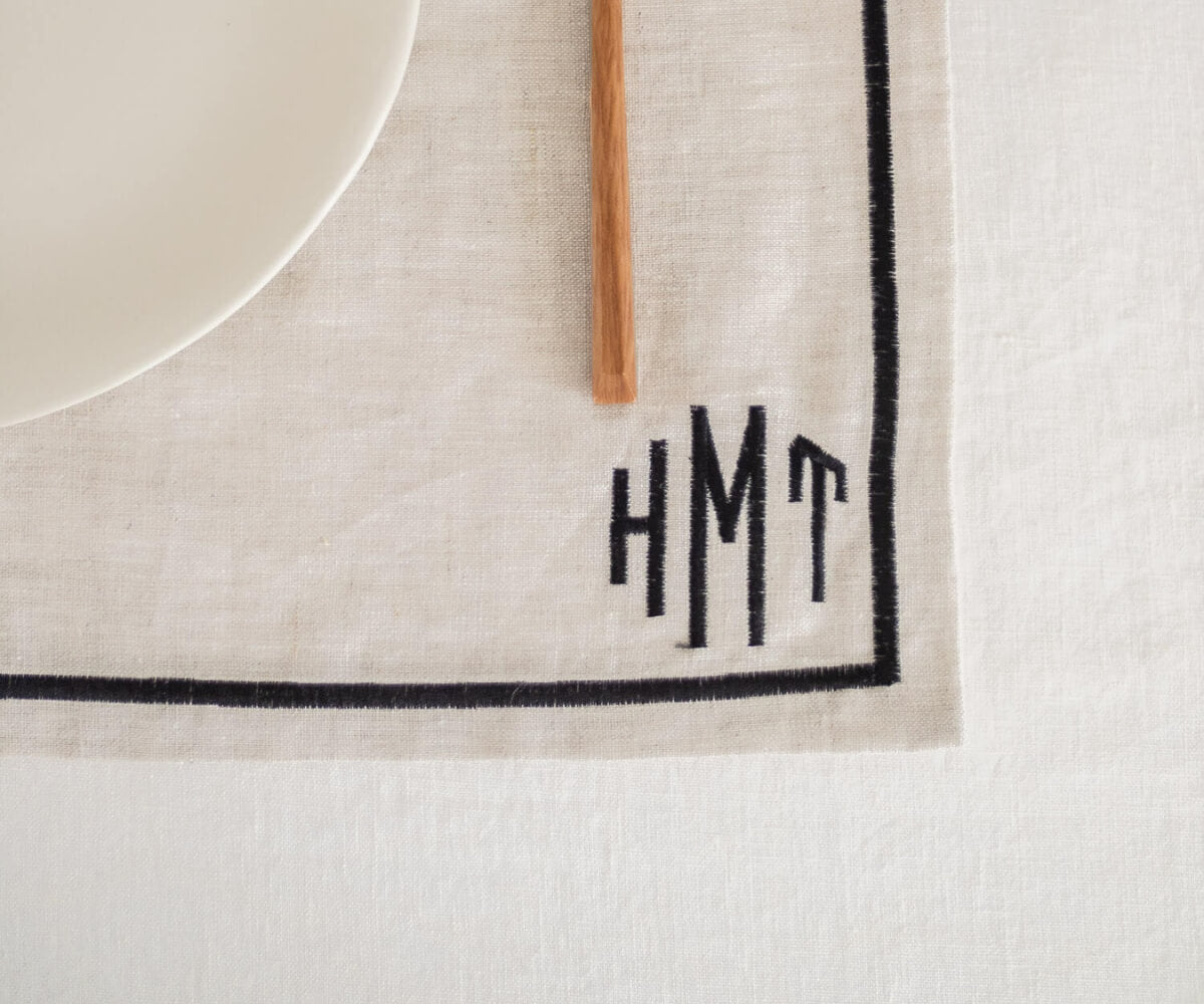 ava and ava ph personalized linens pure linen placemat with embroidery monogram initial gift