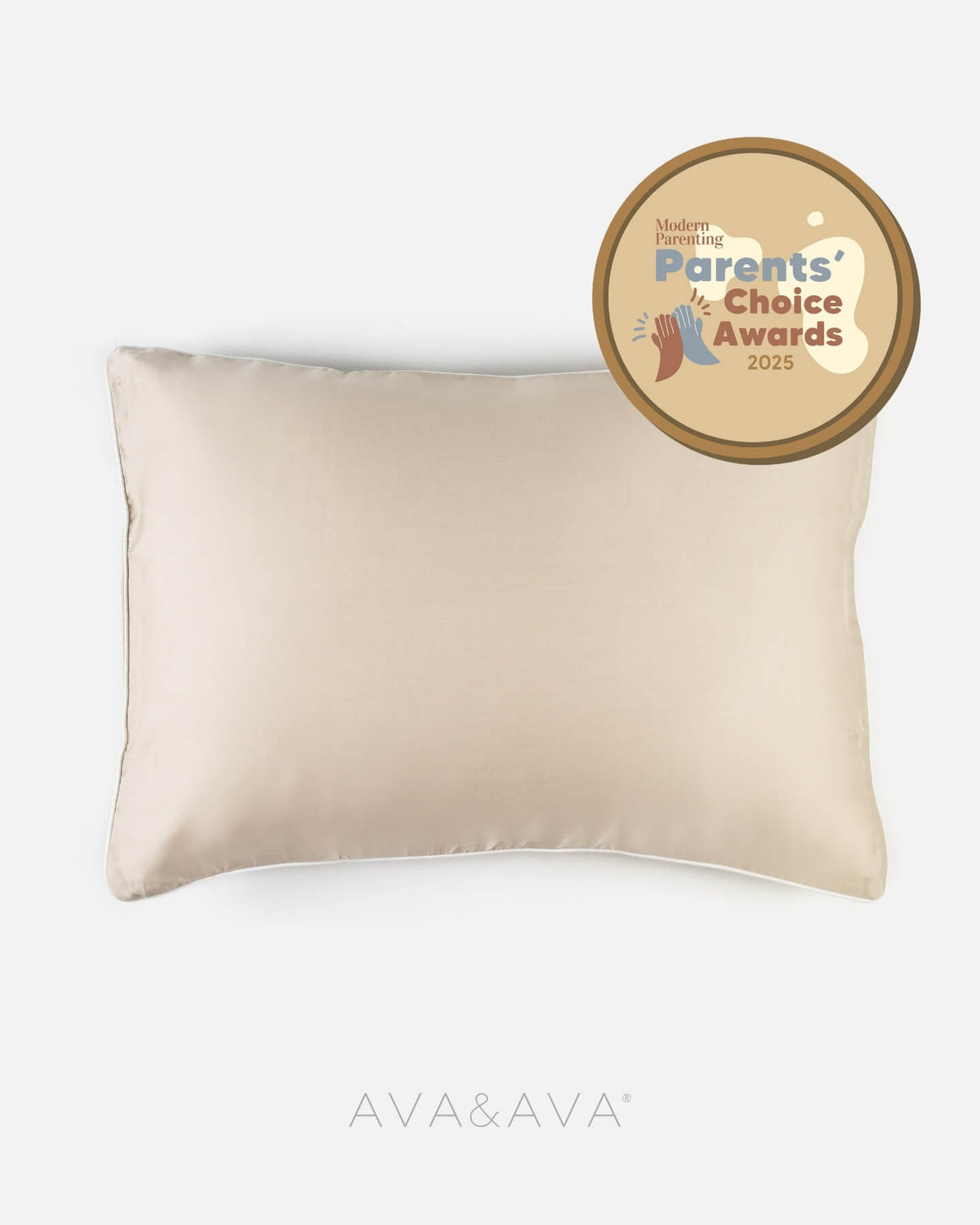 ava and ava organic bamboo lyocell toddler pillowcases / mini pillowcases / tempur pillowcase. hypoallergenic soft and breathable. color sand beige with white piping