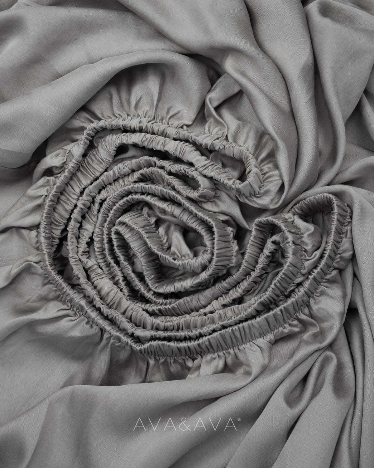 ava and ava ph organic bamboo lyocell fitted sheet all-around thick garter elastic. gray.