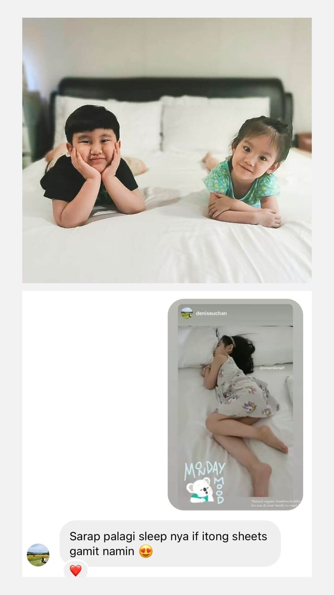 ava and ava ph review - cool, silky soft organic bamboo lyocell sheet set, pillowcases in white with kids enjoying sleeping by den