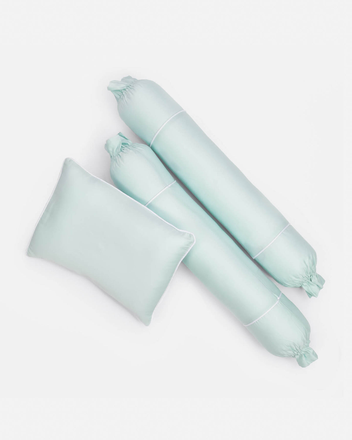 ava and ava ph organic bamboo lyocell baby pillowcase set - pillowcase, 2 bolstercases in mint green (mint green with white piping)