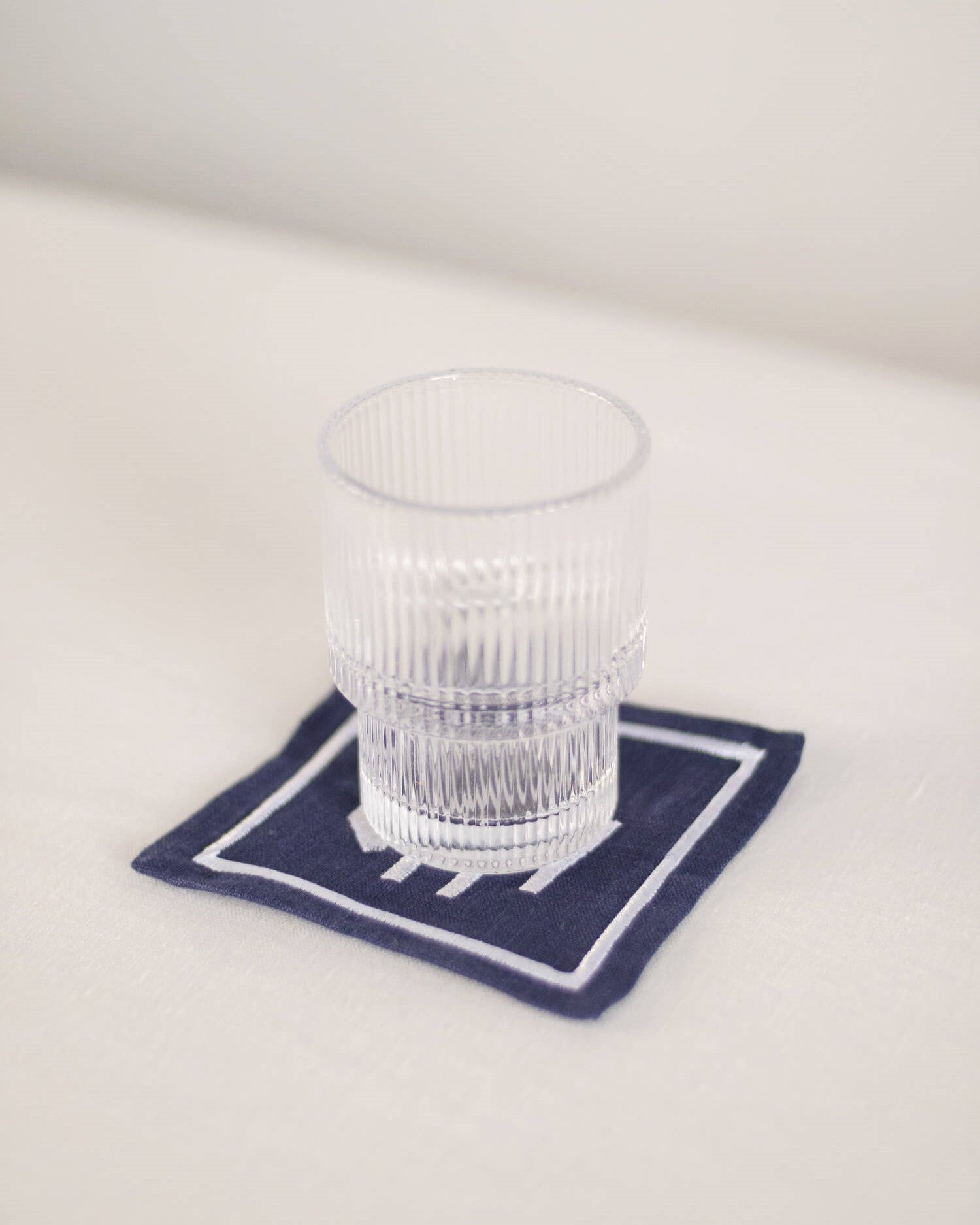 ava and ava organic pure linen embroidered coasters set navy monogrammed coaster