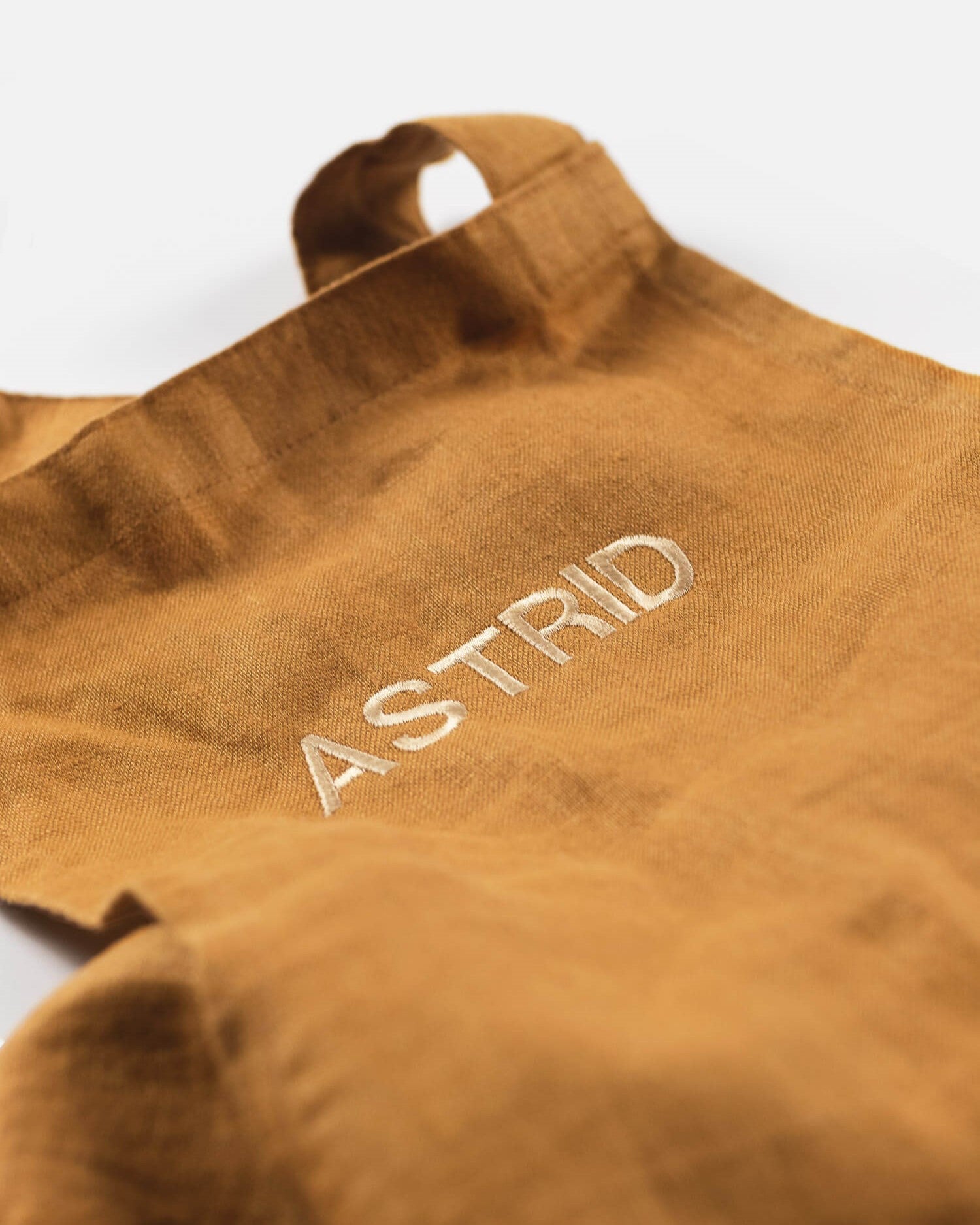 ava and ava ph Pure linen matching adult and crossback apron in caramel and natural with custom embroidery and monogram name initials