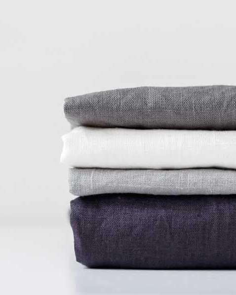ava and ava stack of pure linen fabrics - white, gray, charcoal, navy blue