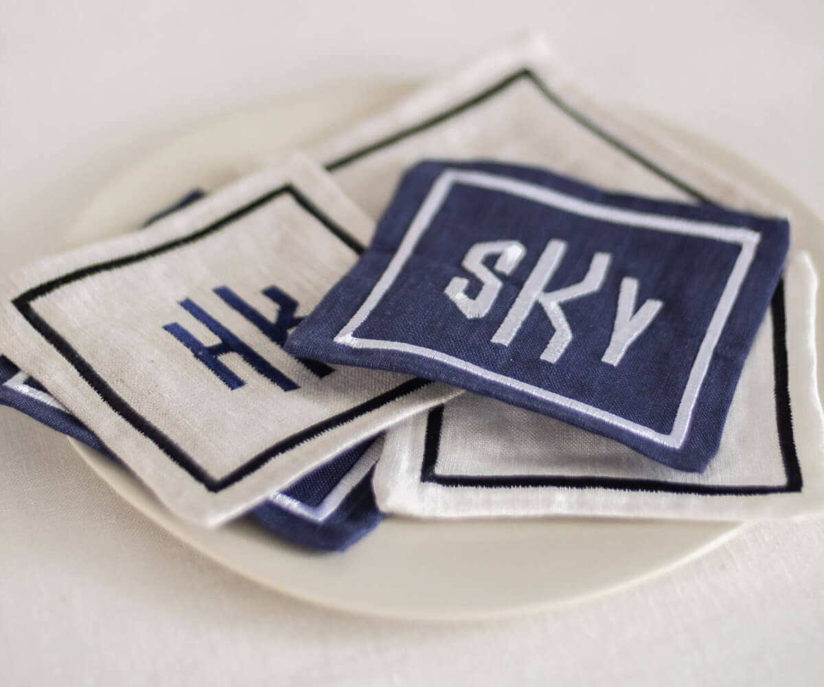 ava and ava ph personalized linens pure linen coaster with embroidery monogram initial gift