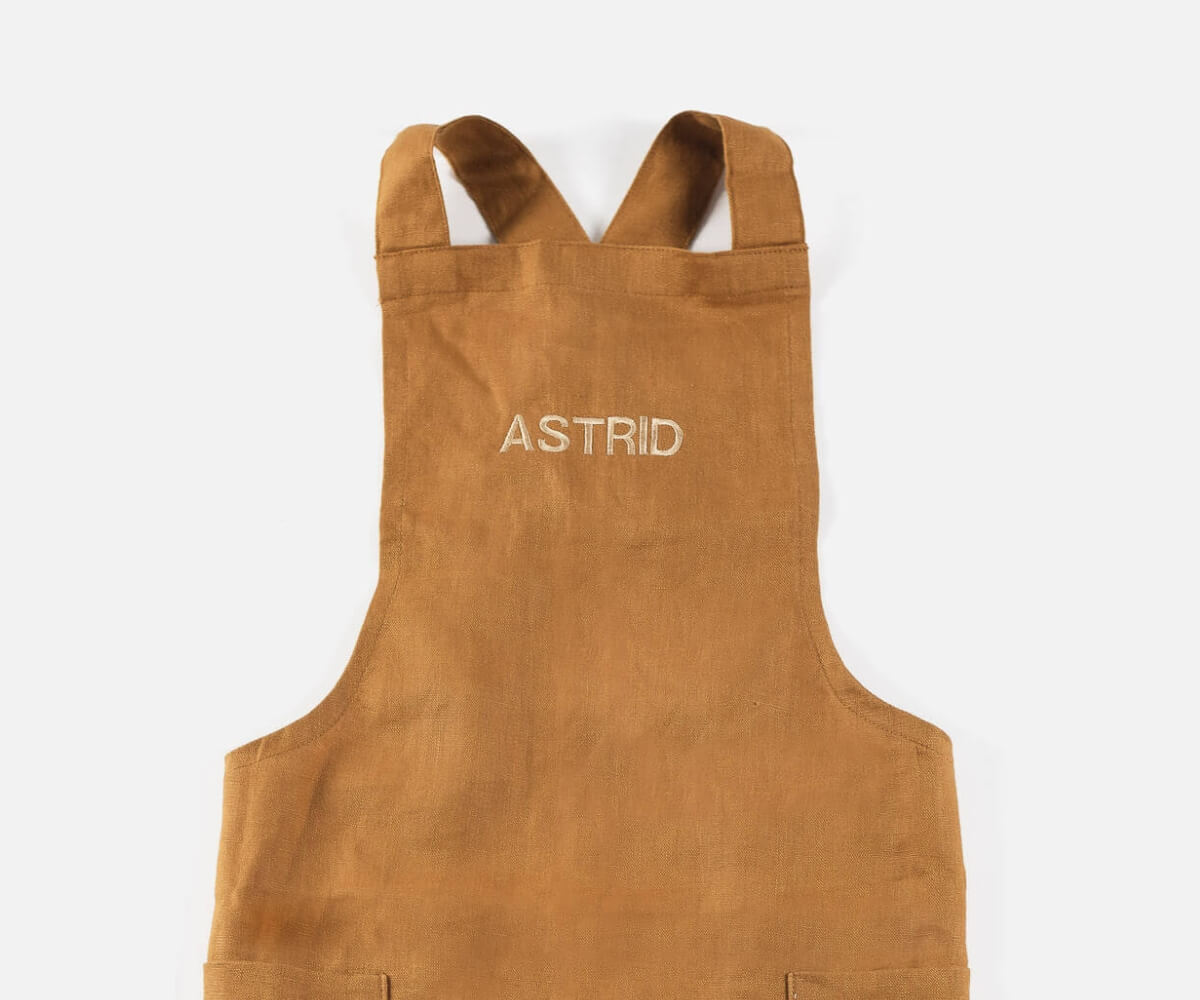ava and ava ph pure linen kids crossback apron with embroidery name astrid personalized linens