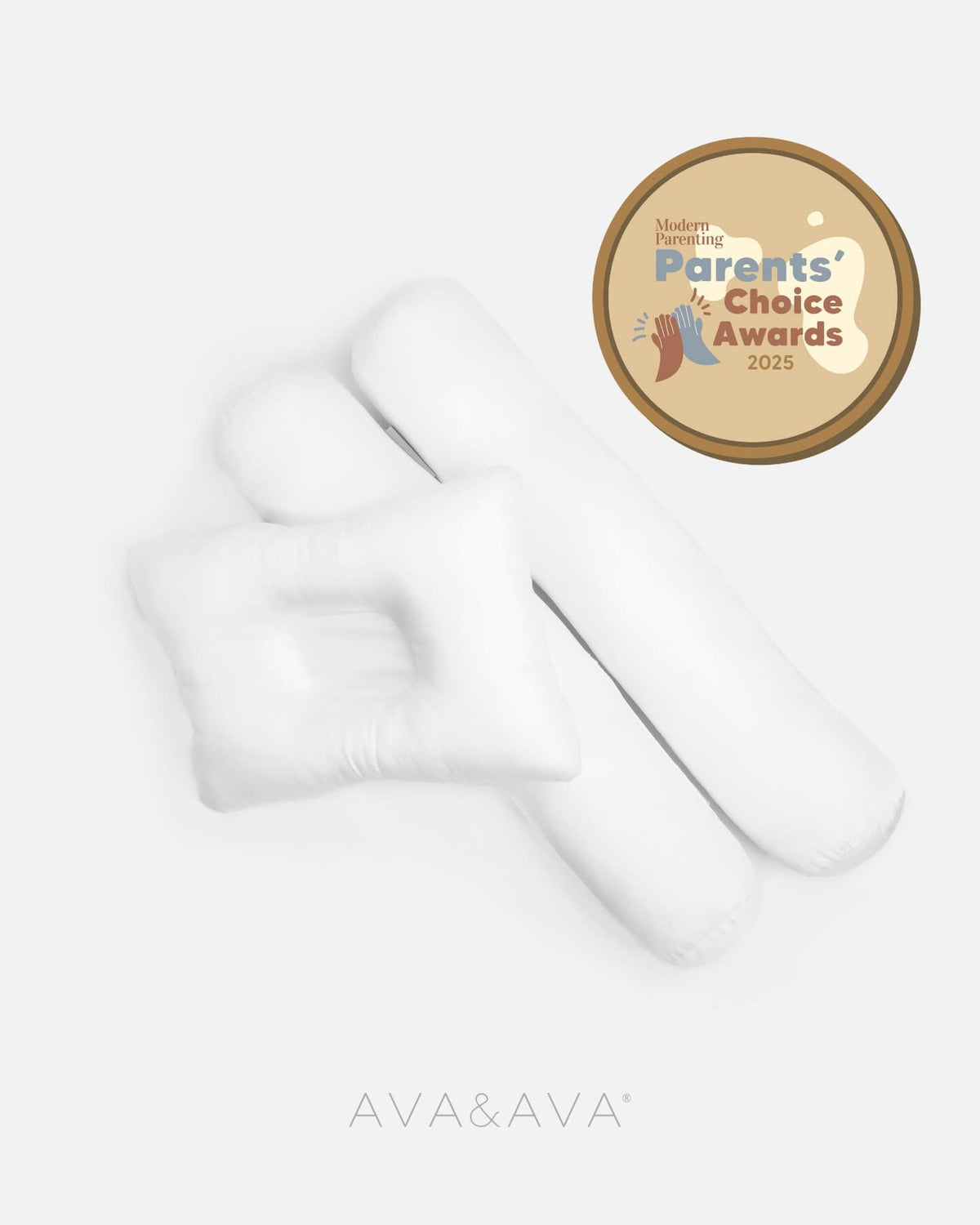 ava and ava ph white organic bamboo lyocell hypoallergenic baby pillow set - 2 baby bolsters and 1 headshaping anti-flathead baby pillow