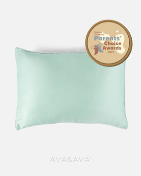 ava and ava organic bamboo lyocell toddler pillowcases / mini pillowcases / tempur pillowcase. hypoallergenic soft and breathable. color mint green with white piping