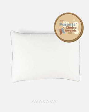 ava and ava organic bamboo lyocell toddler pillowcases / mini pillowcases / tempur pillowcase. hypoallergenic soft and breathable. color white with gray piping