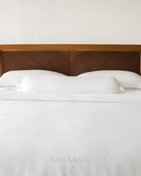 ava and ava ph organic bamboo lyocell bedding set (pillowcases, fitted sheet, flat sheet, duvet cover, bolster pillow, bolstercase). colors: neutral white