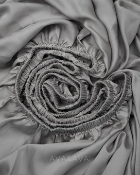 ava and ava ph organic bamboo lyocell fitted sheet all-around thick garter elastic. gray.