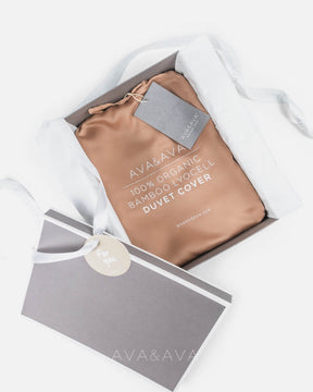 ava and ava ph gray premium gift box. organic bamboo lyocell duvet cover autumn caramel ochre. 
