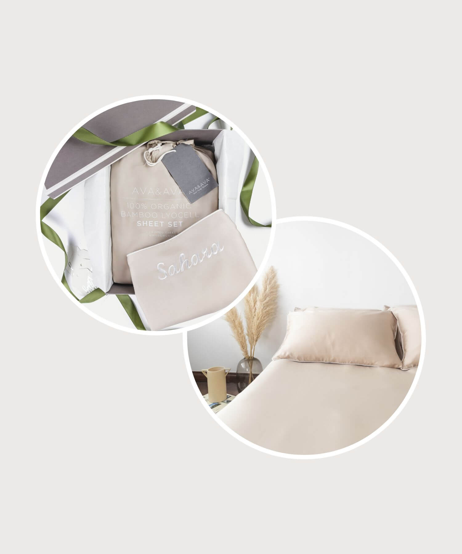 ava and ava ph christmas gift guide - organic bamboo lyocell sheet set with personalized pillowcase embroidery monogram