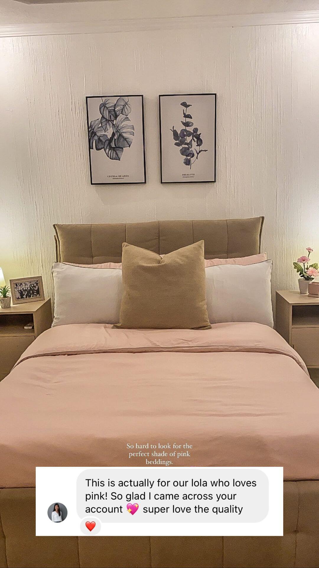 ava and ava ph review - cooling, silky soft organic bamboo lyocell sheet set, pillowcases, duvet cover in blush pink with white piping, perfect for elderly