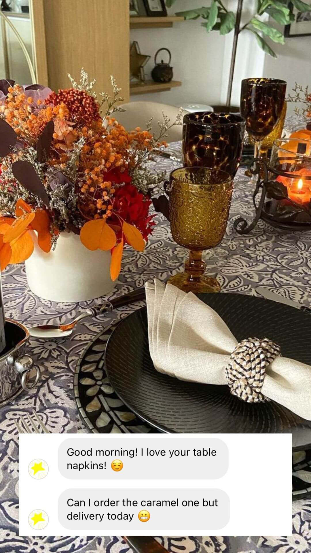 ava and ava ph review - pure linen  table napkin in natural in autumn themed tablesetting