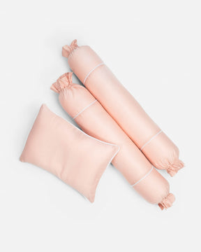 ava and ava ph organic bamboo lyocell baby pillowcase set - pillowcase, 2 bolstercases in daydream blush (pink with white piping)