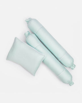 ava and ava ph organic bamboo lyocell baby pillowcase set - pillowcase, 2 bolstercases in mint green (mint green with white piping)