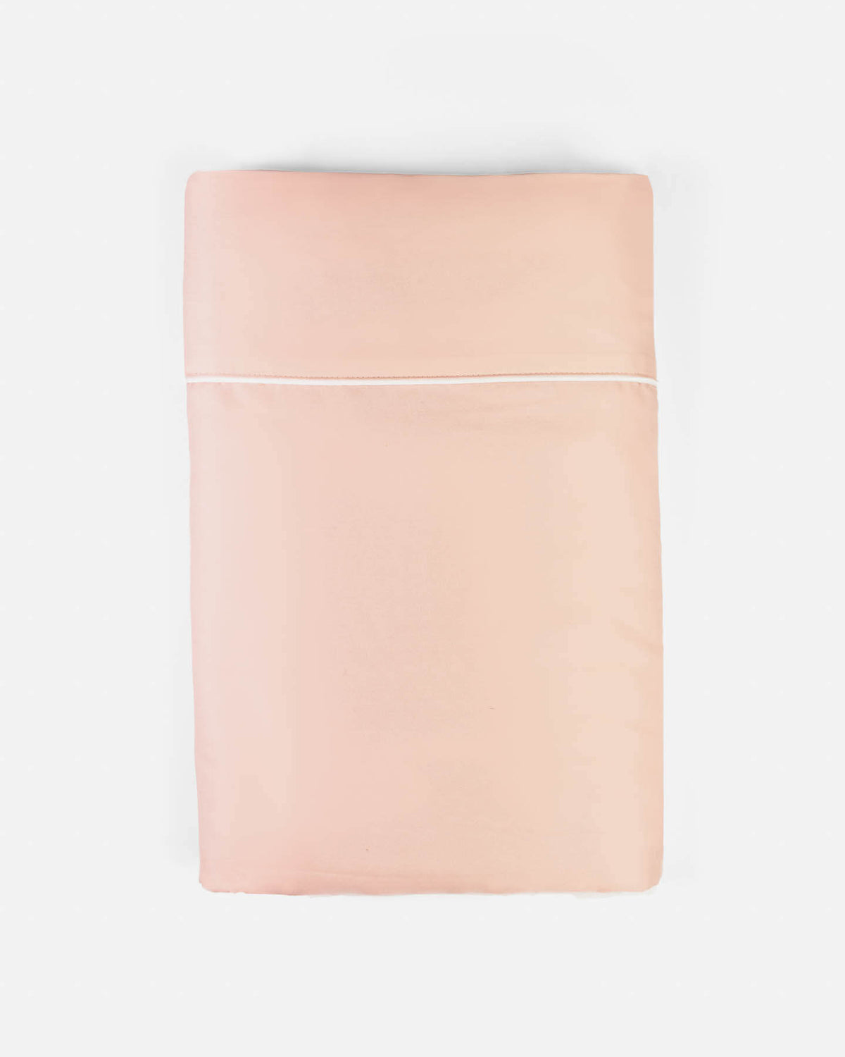 ava and ava ph organic bamboo lyocell flat sheet pastel blush pink with white contrast piping at the top hem