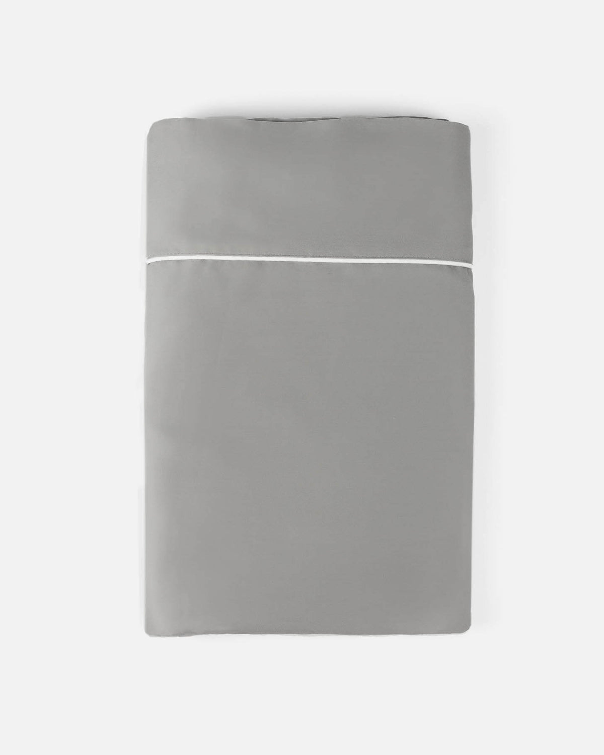 ava and ava ph organic bamboo lyocell flat sheet neutral monochrome gray gwith white contrast piping at the top hem