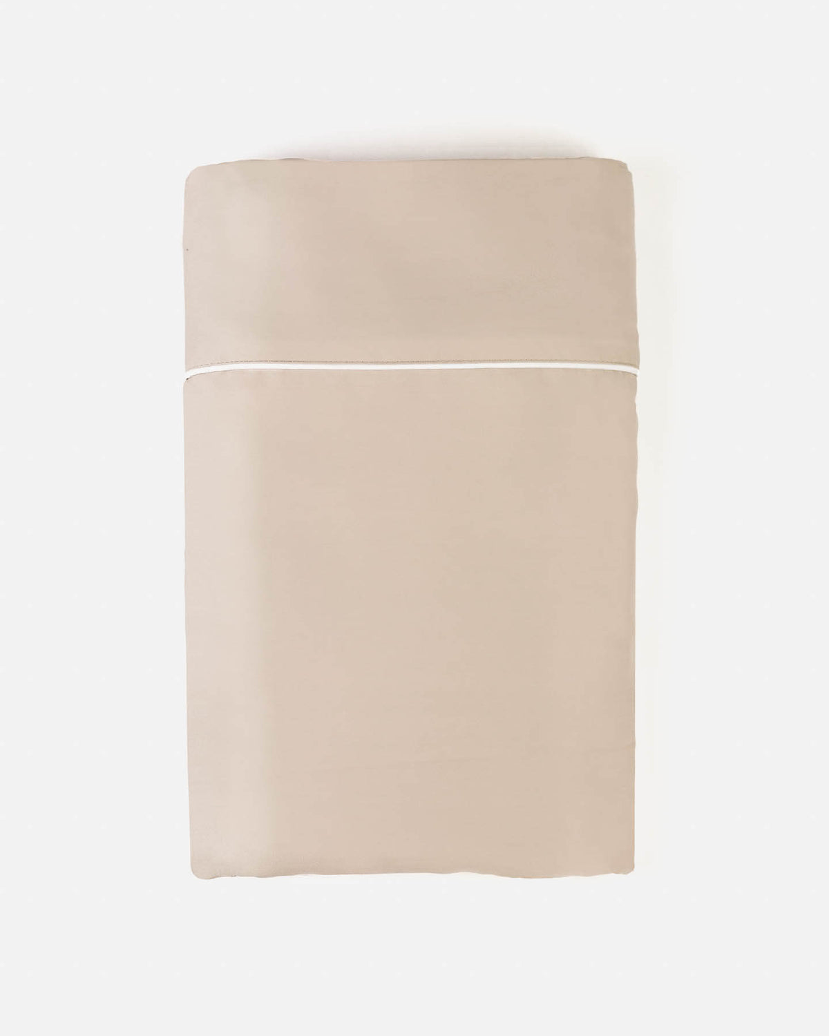 ava and ava ph organic bamboo lyocell flat sheet sand beige with white contrast piping at the top hem
