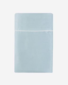ava and ava ph organic bamboo lyocell flat sheet powder blue (sky blue) with white contrast piping at the top hem