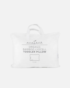 ava and ava ph organic bamboo lyocell hypoallergenic  toddler pillow white in a gift bag