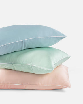 ava and ava ph organic bamboo lyocell baby toddler pillows stack in blue, mint green and pink