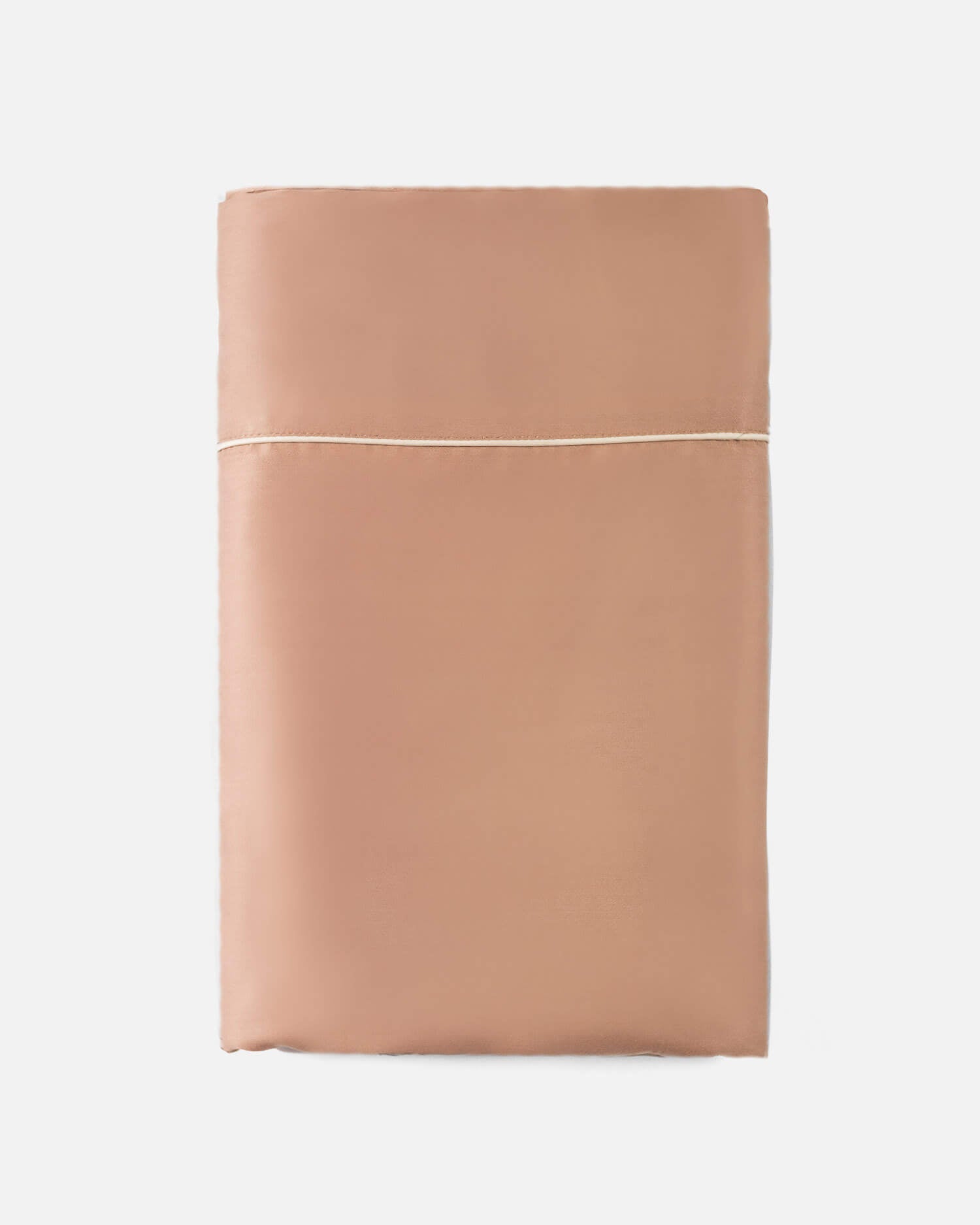 ava and ava ph organic bamboo lyocell flat sheet autumn ochre with beige contrast piping at the top hem