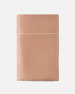 ava and ava ph organic bamboo lyocell flat sheet autumn ochre with beige contrast piping at the top hem