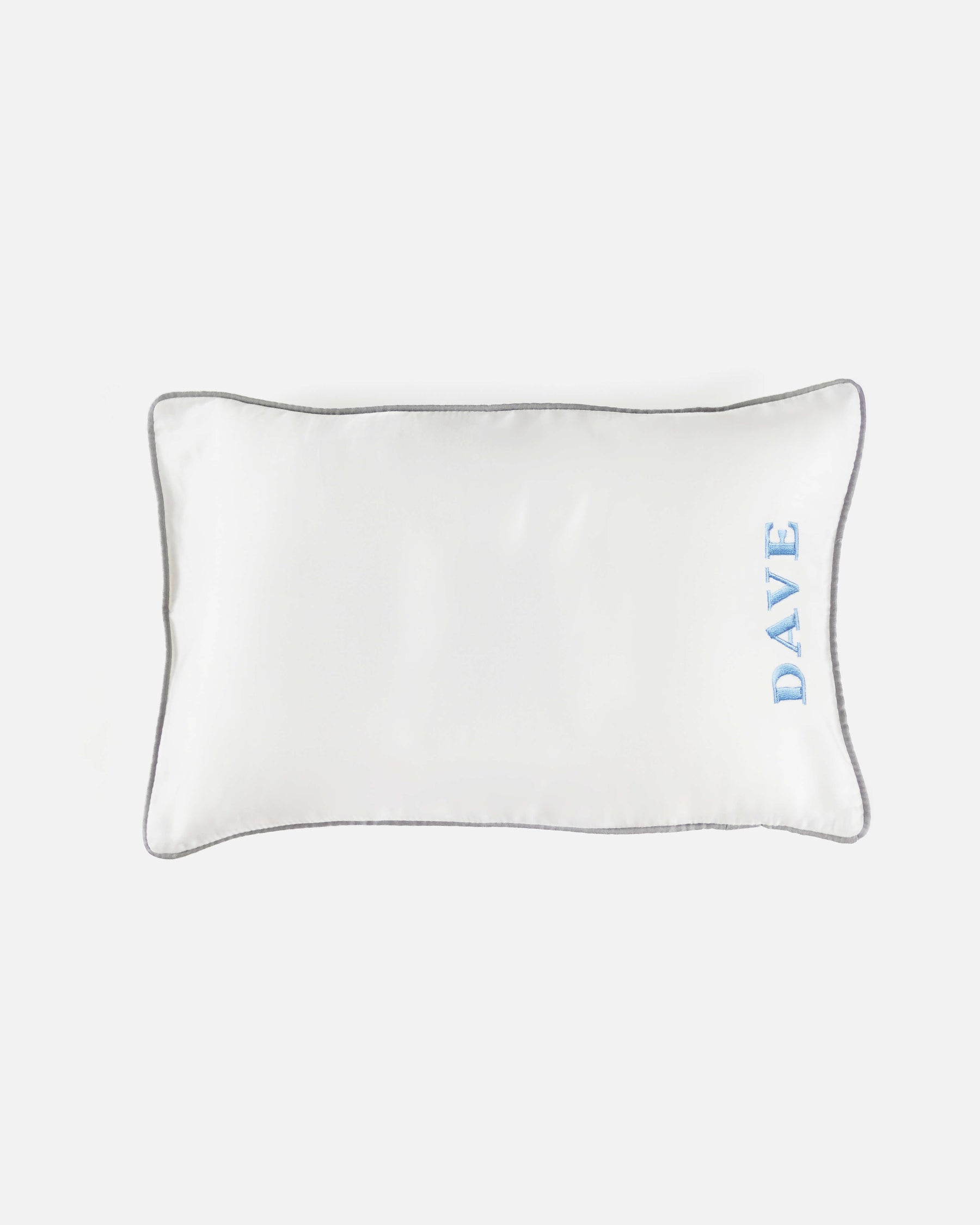 ava and ava ph organic bamboo lyocell baby pillowcase set - pillowcase, 2 bolstercases in white (white with gray piping) with embroidered name monogram