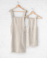 ava and ava ph Pure linen matching adult and kids crossback apron in naturalcolor